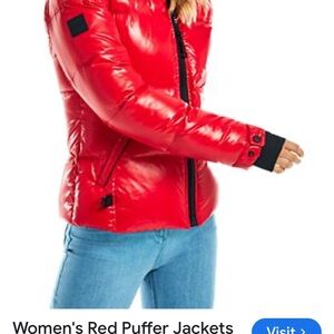 SAM. Women's Shiny Red Quilted Puffer Jacket